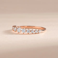 Half Eternity Dainty 18k Rose Gold Vermeil Wedding Band with Cubic Zirconia