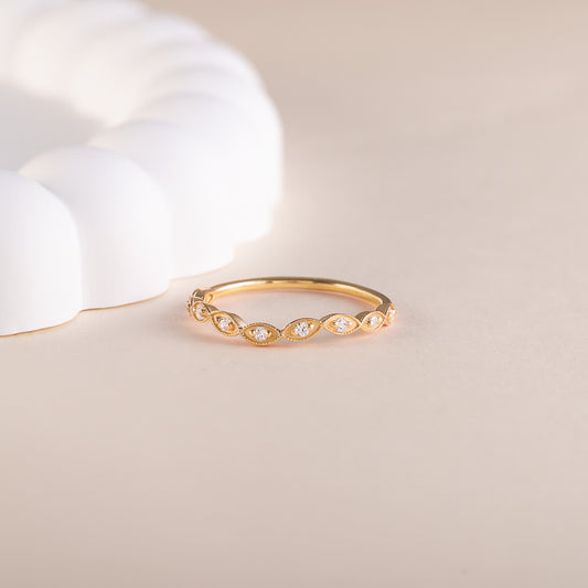 Dainty Minimalist 18k Yellow Gold Vermeil Silver Chevron Wedding Band, Curved Stacking Ring