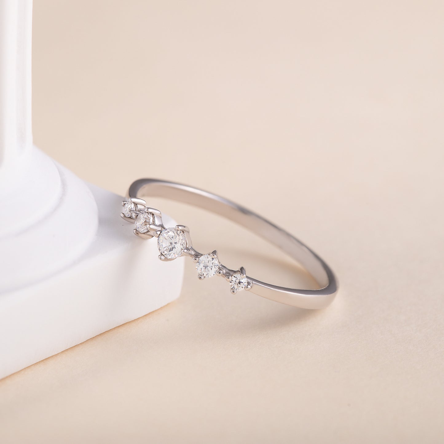 Dainty Minimalist 925 Sterling Silver CZ Promise Ring for Her