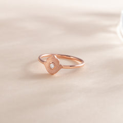 Women Dainty 18K Rose Gold Vermeil Silver Protection Hamsa Hand Ring