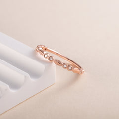 Minimalist Delicate 18k Rose Gold Vermeil Silver CZ Stackable Wedding Band