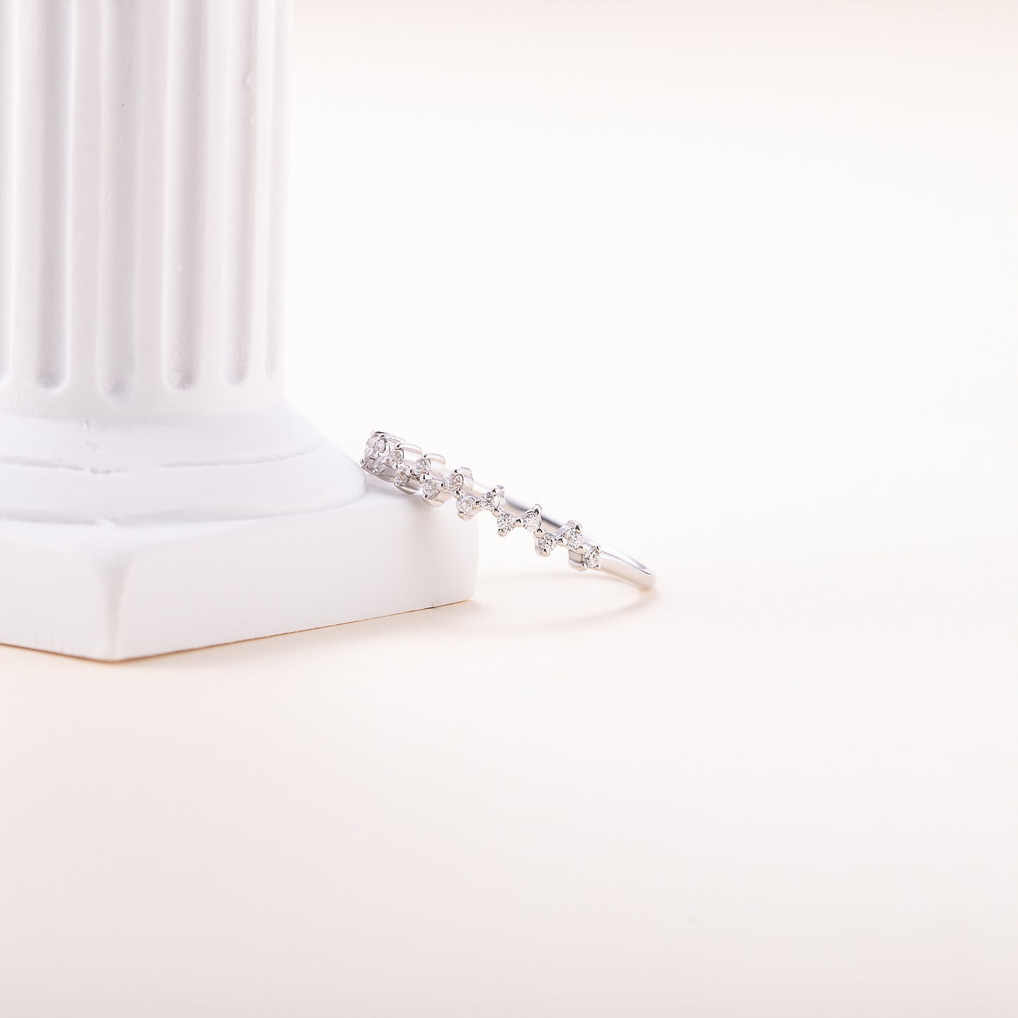 Women Dainty Minimalist 925 Sterling Silver CZ Cluster Wedding Stacking Band