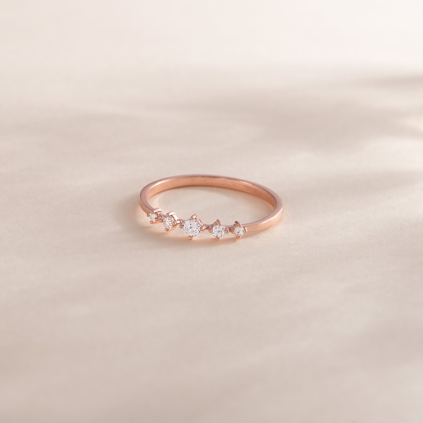Dainty Minimalist 18k Rose Gold Vermeil Silver CZ Promise Ring for Her