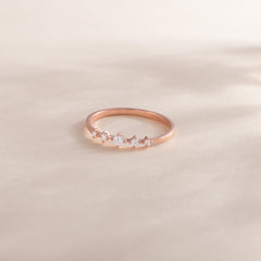 Dainty Minimalist 18k Rose Gold Vermeil Silver CZ Promise Ring for Her