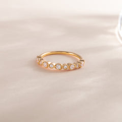 Women Dainty & Elegant 18K Yellow Gold Vermeil Bezel Set CZ Wedding Band