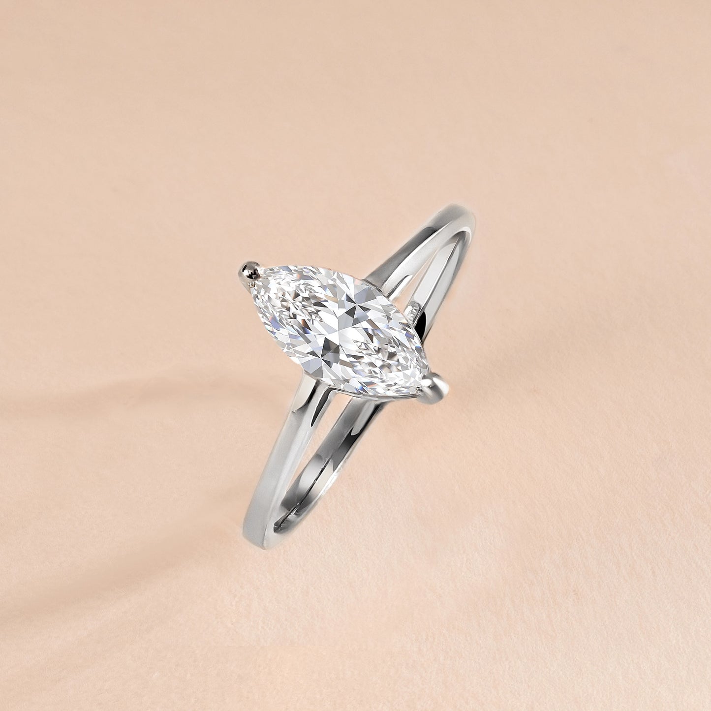 Women Unique 925 Sterling Silver Marquise Cut Solitaire CZ Engagement Ring