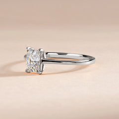 Dainty Minimalist 925 Sterling Silver Baguette Cubic Zirconia Solitaire Engagement Ring for Her