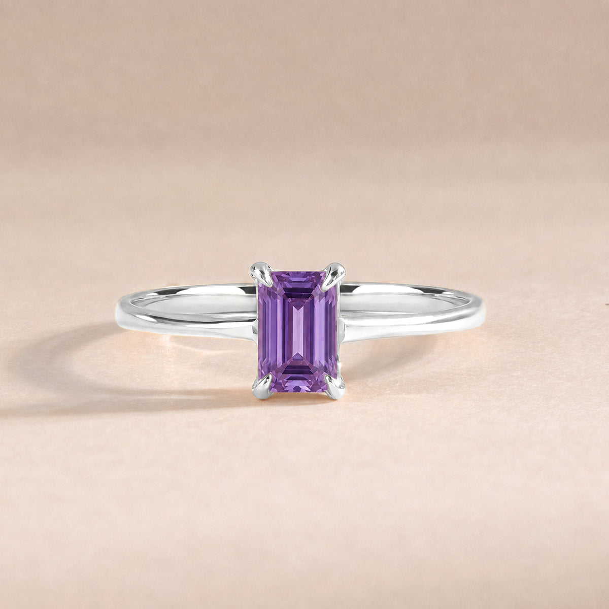 Solene White Gold Amethyst Solitaire Ring