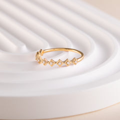 Women Dainty 18K Yellow Gold Vermeil SIlver CZ Geometric Stacking Ring