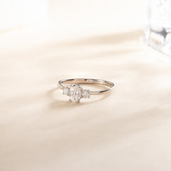 Dainty Minimalist 925 Sterling Silver 3 Stone Setting Oval Cut CZ Promise Ring for Her