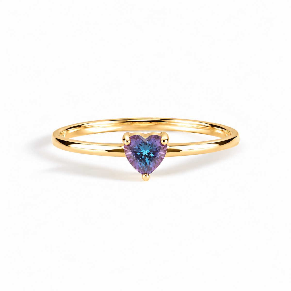 Evania Yellow Gold Alexandrite Heart Ring