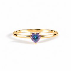 Evania Yellow Gold Alexandrite Heart Ring