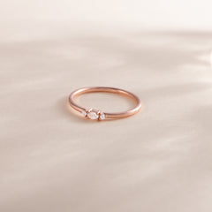 Women Minimalist Dainty 18K Rose Gold Vermeil Silver Oval CZ Promise Ring