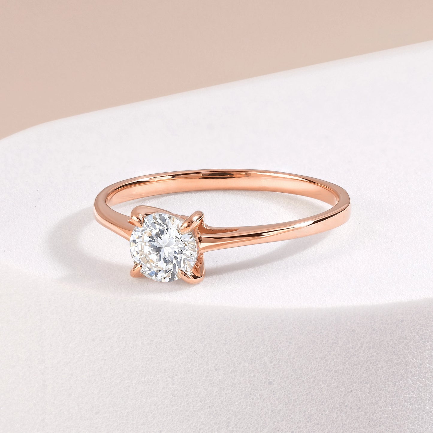 Elegance Solitaire 18k Rose Gold Vermeil Brilliant-Cut Cubic Zirconia Engagement Ring
