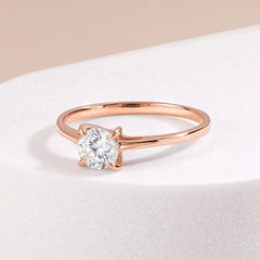 Elegance Solitaire 18k Rose Gold Vermeil Brilliant-Cut Cubic Zirconia Engagement Ring