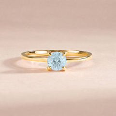 Elira Yellow Gold Aquamarine Round Solitaire Ring