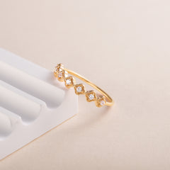 Women Dainty Vintage Style Art Deco 18k Yellow Gold Vermeil CZ Wedding Band