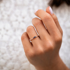 Sylvie Rose Gold Blue Sapphire Celtic Ring