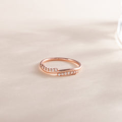 Women Minimalist 18K Rose Gold Vermeil Silver CZ Stacking Ring