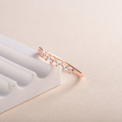 Dainty Minimalist 18k Rose Gold Vermeil Silver CZ Cluster Wedding Band for Her