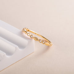 Women Minimalist 18k Yellow Gold Vermeil Silver CZ Promise Ring