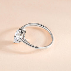 Women Unique 925 Sterling Silver Marquise Cut Solitaire CZ Engagement Ring