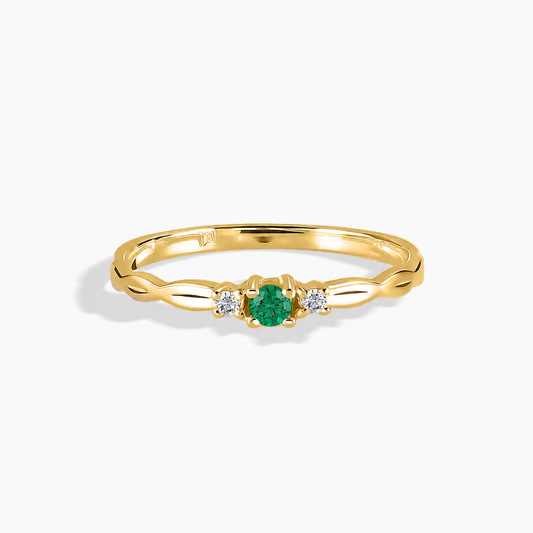 Sylvie Yellow Gold Emerald Celtic Ring