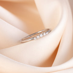 Minimalist Delicate 925 Sterling Silver CZ Chevron Women Wedding Band