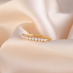 Women Dainty 18K Yellow Gold Vermeil Silver CZ Promise Ring