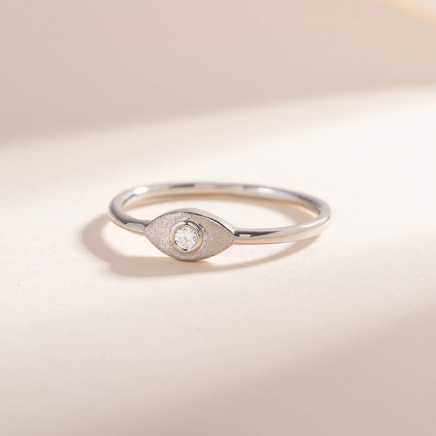 Dainty Minimalist 925 Sterling Silver Solitaire Bezel Set CZ Promise Ring for Her