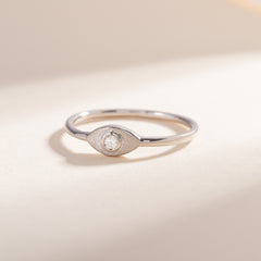 Dainty Minimalist 925 Sterling Silver Solitaire Bezel Set CZ Promise Ring for Her