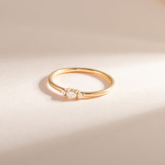 Dainty 18k Yellow Gold Vermeil Silver 3 Stone Oval CZ Promise Ring for Her