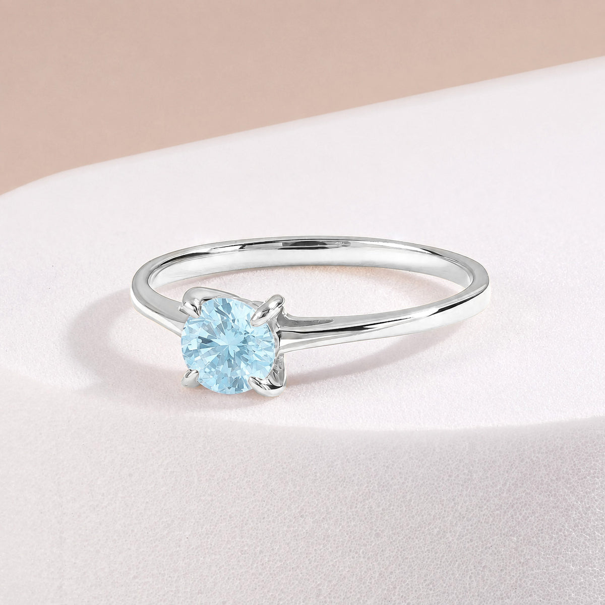 Elira White Gold Aquamarine Round Solitaire Ring