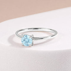 Elira White Gold Aquamarine Round Solitaire Ring