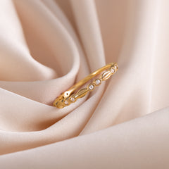Women Minimalist 18k Yellow Gold Vermeil Silver CZ Promise Ring