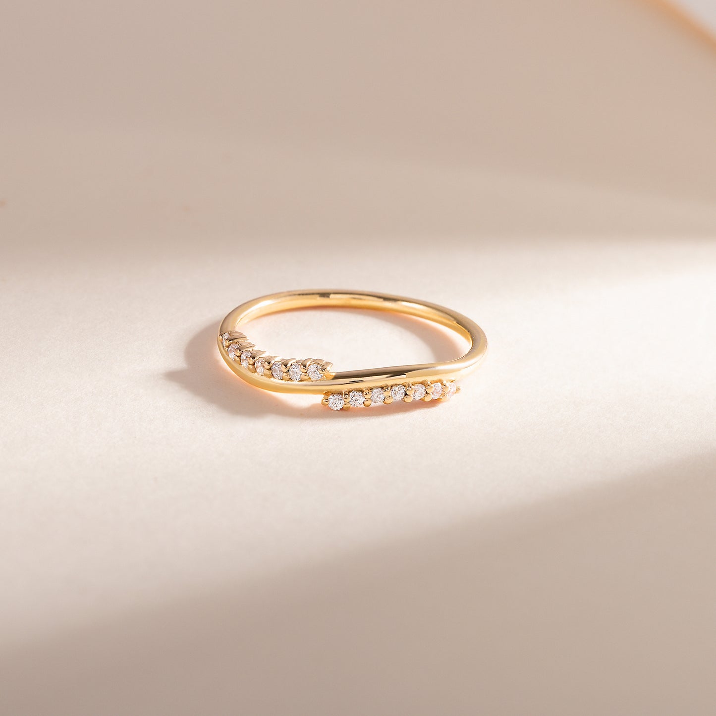 Women Minimalist 18K Gold Vermeil Silver CZ Wedding Band