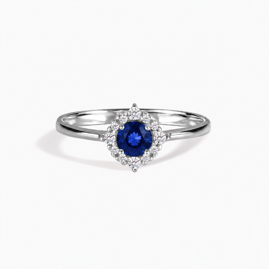 Celeste White Gold Sapphire Halo Ring