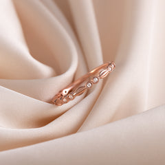 Minimalist Delicate 18k Rose Gold Vermeil Silver CZ Stackable Wedding Band