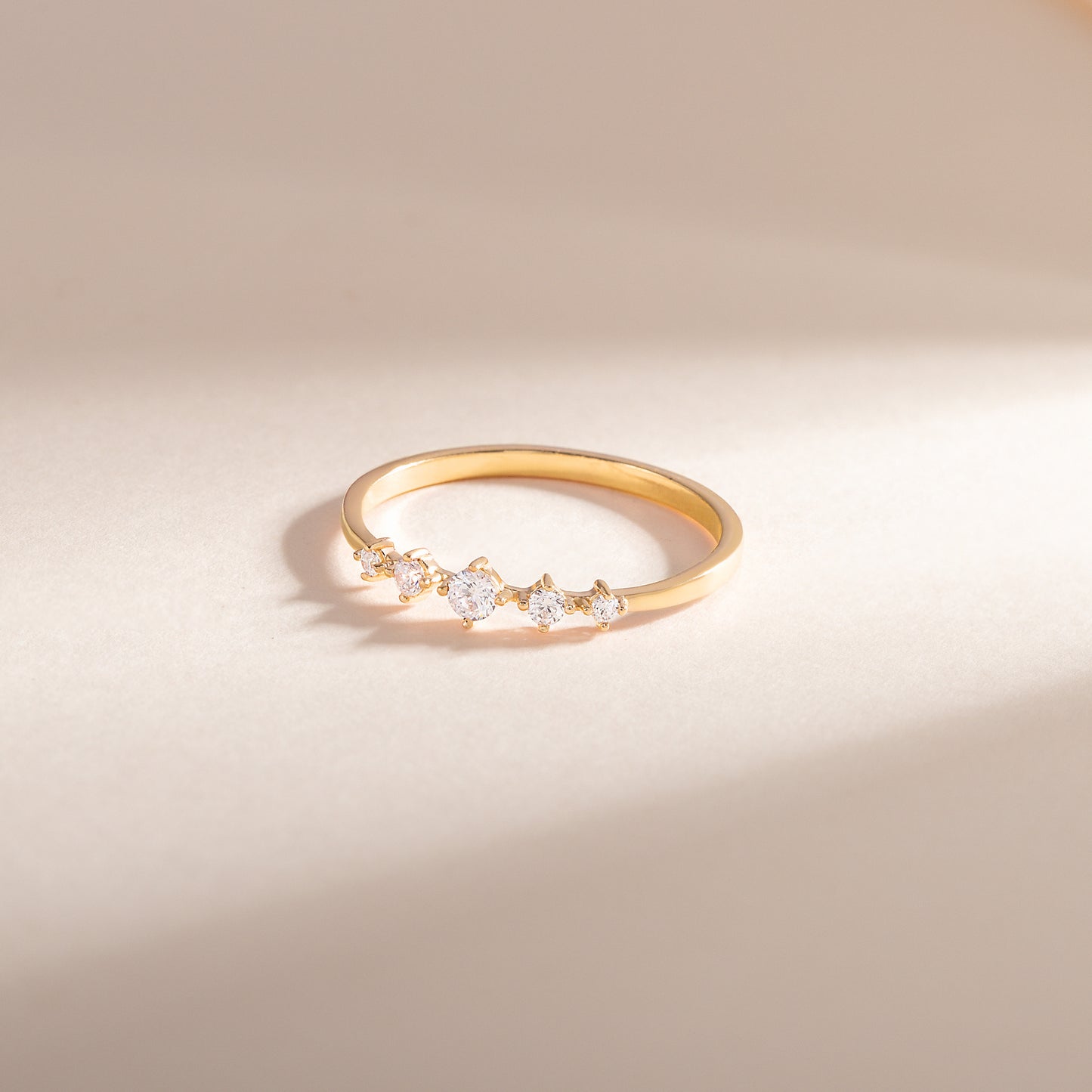Minimalist Dainty 18K Yellow Gold Vermeil CZ Promise Ring for Her