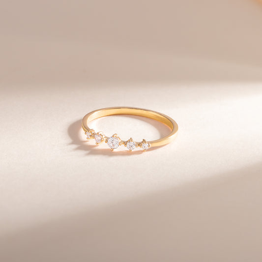 Minimalist Dainty 18K Yellow Gold Vermeil CZ Promise Ring for Her