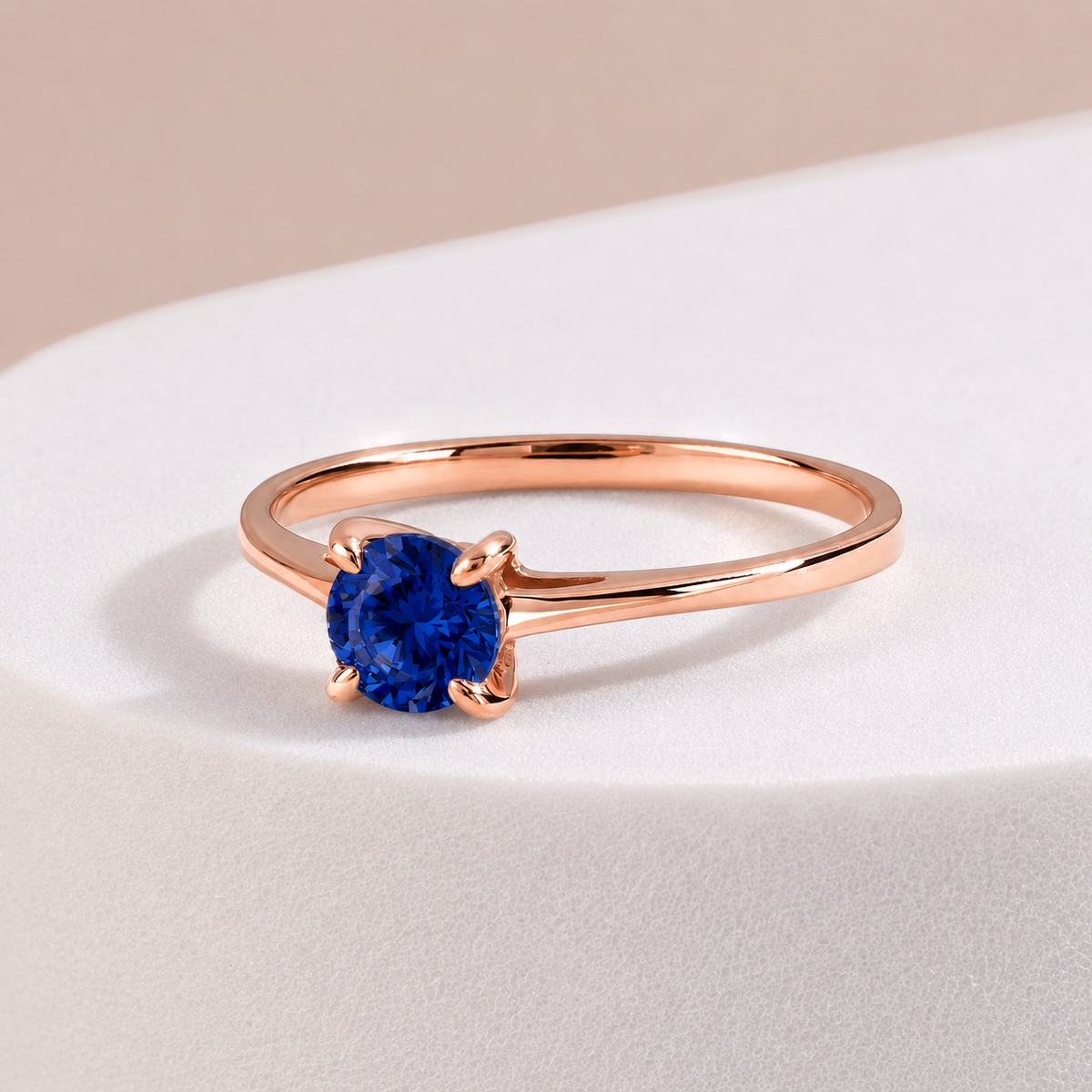 Elira Rose Gold Sapphire Round Solitaire Ring