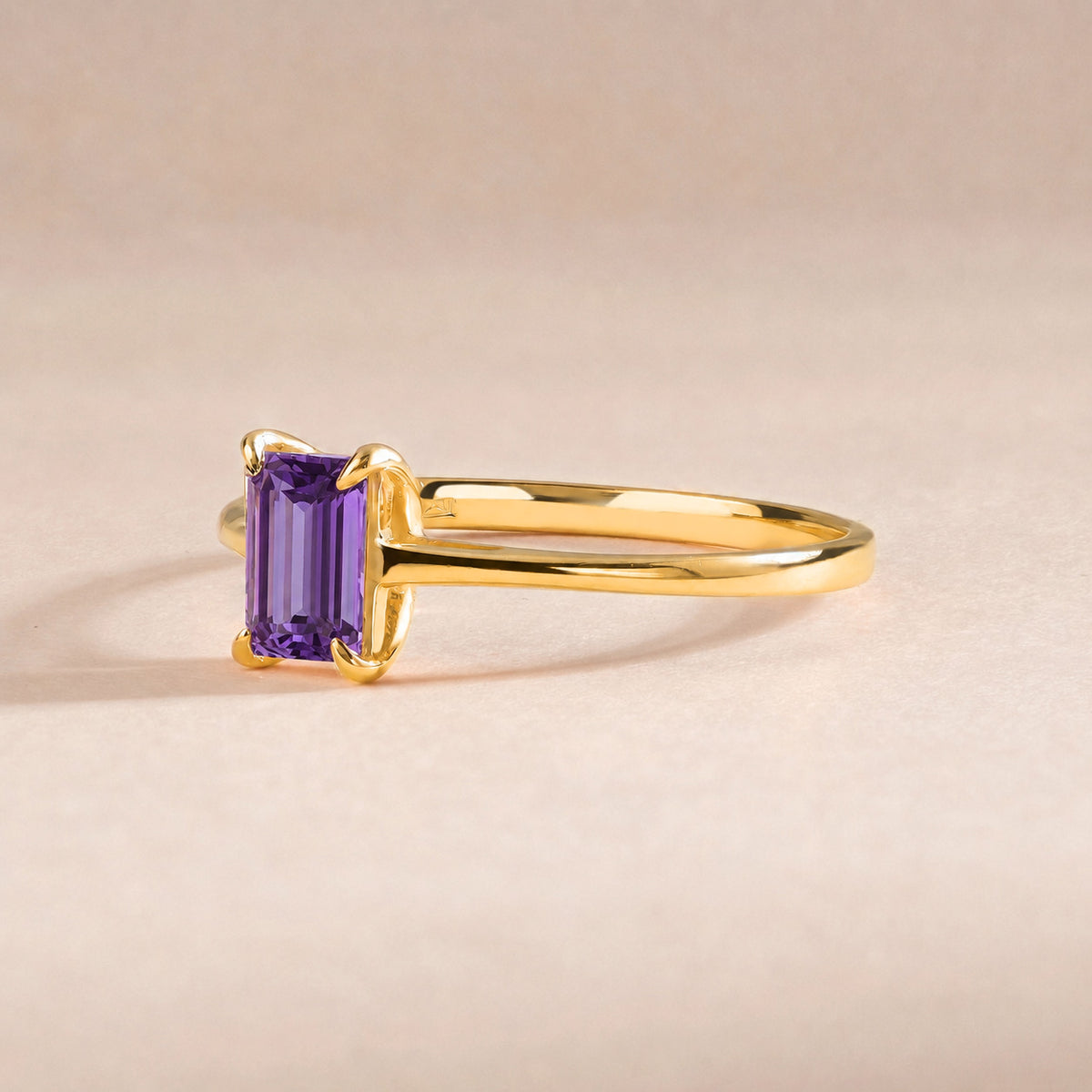 Solene Yellow Gold Amethyst Solitaire Ring