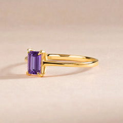 Solene Yellow Gold Amethyst Solitaire Ring