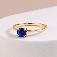 Elira Yellow Gold Sapphire Round Solitaire Ring