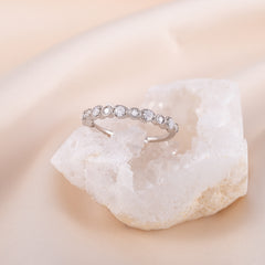 Women Unique 925 Sterling Silver Half Eternity CZ Wedding Band