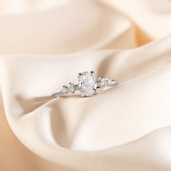 Dainty Minimalist 925 Sterling Silver Oval Cut Cubic Zirconia Promise Ring for Her