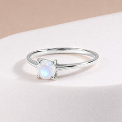 Elira White Gold Moonstone Round Solitaire Ring