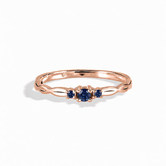 Sylvie Rose Gold Blue Sapphire Celtic Ring