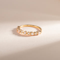 Women Dainty & Elegant 18K Yellow Gold Vermeil Bezel Set CZ Wedding Band