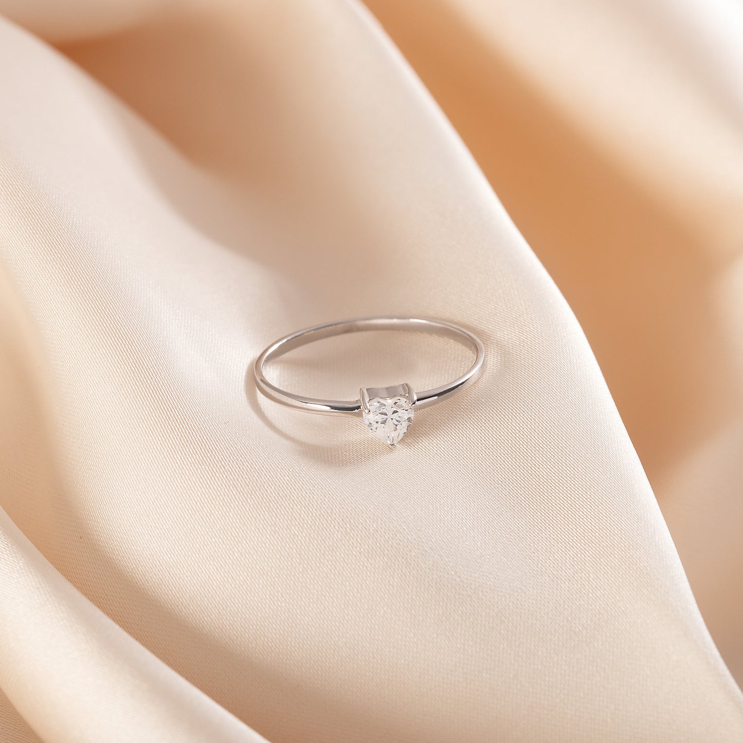 Dainty & Elegant 925 Sterling Silver Heart CZ Promise Ring for Her